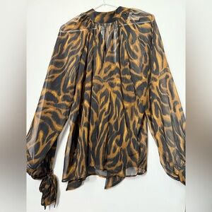 H&M Black and Brown Animal Print Blouse